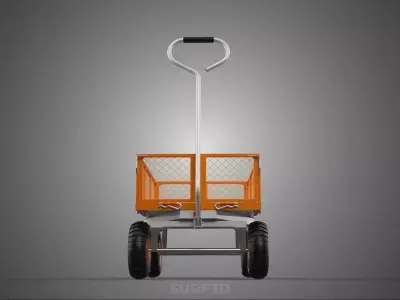 REMOVABLE WAGON CAGE MESH CART TRAILER LARGE HAND TRUCK PLATFORM 3D model