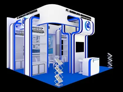 Booth Exhibition Design size 6x6 m three sides open Low-poly 3D model purchase