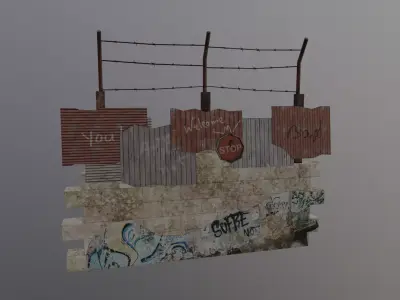 Apocalyptic Fence Wall - Vol 01 Low-poly 3D model