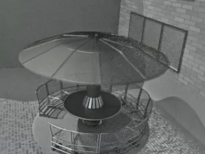 Round Bench Street Furniture Free low-poly 3D model