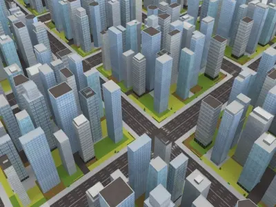 City Block Low-poly 3D model order