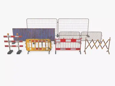 Construction site barrier pack V1 weathered Low-poly 3D model