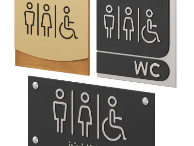 Restroom Directional Door Signs 2 3D model