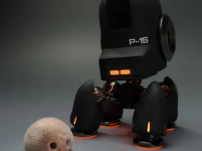 Cute Spider Robot Black  3D model
