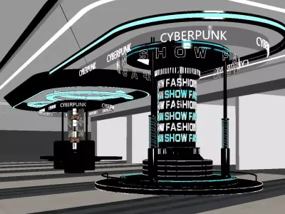 Futuristic Commercial Rest Area Visual Merchandising 3D Model 3D model