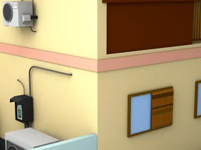 Japanese Suburban Rural House 1 Game Ready Low-poly 3D model