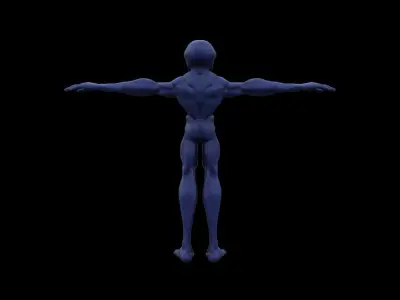 Humanoid Blue Alien RIGGED Low-poly 3D model