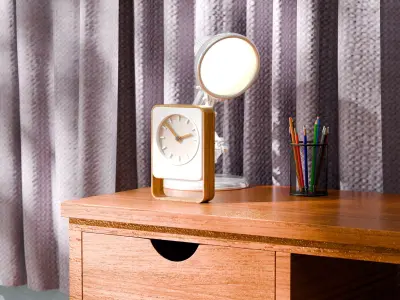 Modern Minimalist Desk Clock Wood and White 3D Model Free 3D model