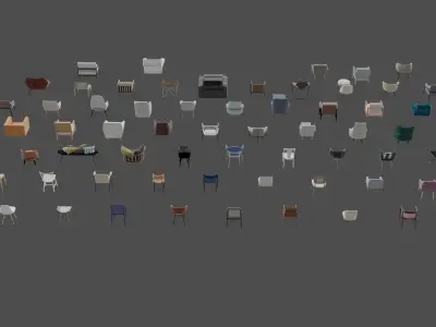 Assets Chairs Model 3D Free low-poly 3D model