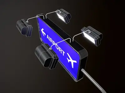 Airport Sign Board 004 Low-poly 3D model