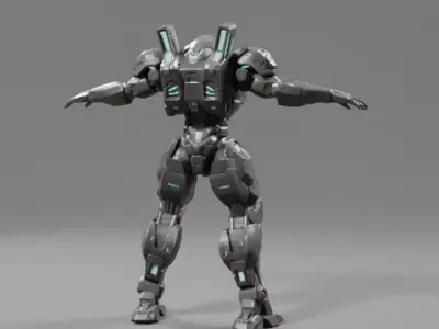 Cyber Robot Character for Games and Animation Low-poly 3D model