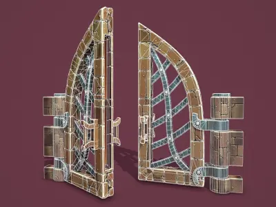 Fantasy door Low-poly 3D model
