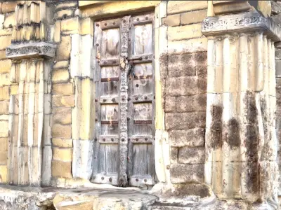 The structure of wooden door of the old Fort 3D model