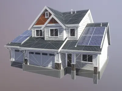 Modern Suburban House 1 Low-poly 3D model