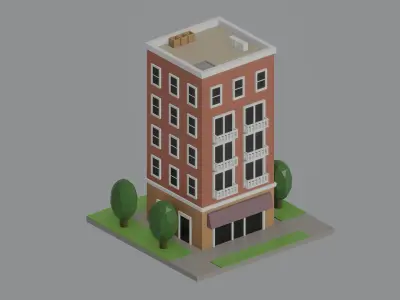Low Poly Building Low-poly 3D model get