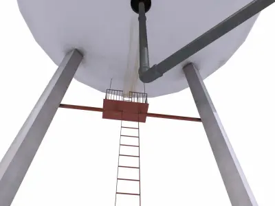 Water tower 2 Low-poly 3D model