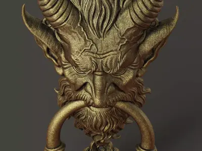 Krampus Door Knocker STL  High Detail 3D Model for Home Decor 3D print model