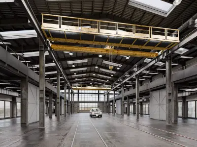 Industrial Hangar Building Low-poly 3D model by DUBYK