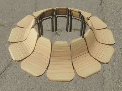 Round Bench with Citytree Version 2 Low-poly 3D model