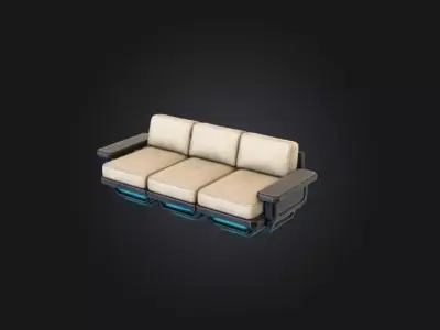 HoverTech Futuristic Sofa Low-poly 3D model