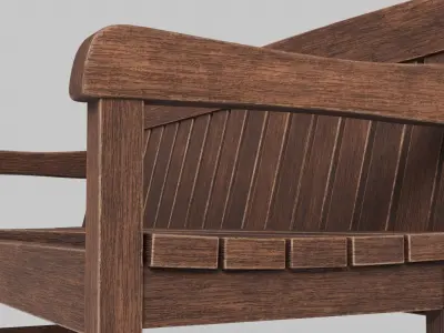 Wood Street Bench 3D Model with PBR Texture 3D model