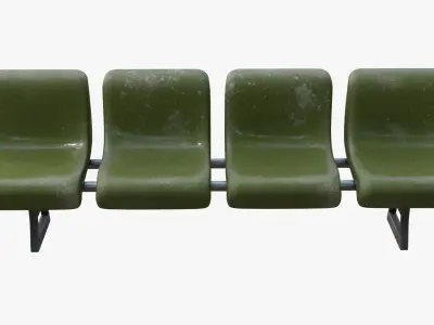 Green Fiber Glass Airport Waiting Room Bench Low-poly 3D model