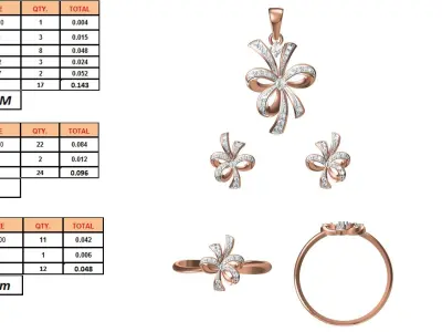 Light wt Ring Earrings Pendant set stl jcd 1-render details 3D print model 15