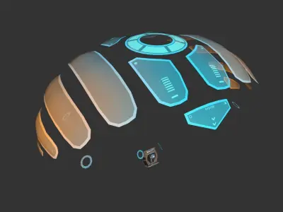 Scifi Parachute A07 Projection  - Character Accessories Design Low-poly 3D model