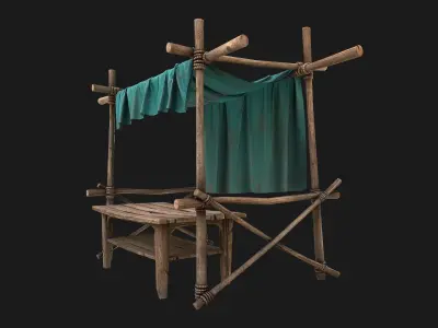 Market Stalls Blue Tent Low-poly 3D model