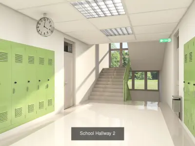 School Collection 3 lockers wall decal 3D Model Pack