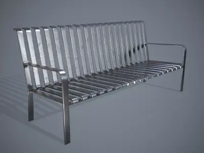 Metal Bench Low-poly 3D model