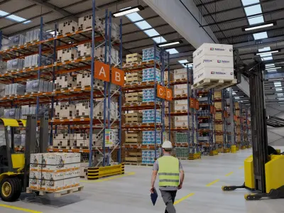  Full Warehouse with Forklifts 