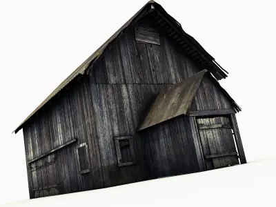 Barn with interior Low-poly 3D model