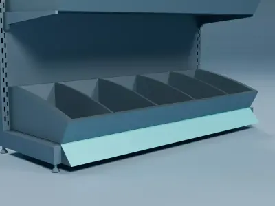 Supermarket Display Shelf with Modular Trays Low-poly 3D model