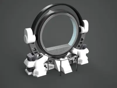 Teleport spaceship with circular mirror 3D model
