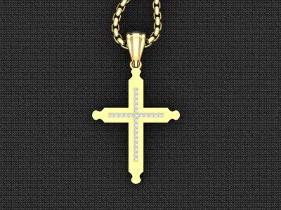 High Cross Pendant Light Gold 18K 3CP087 3D model
