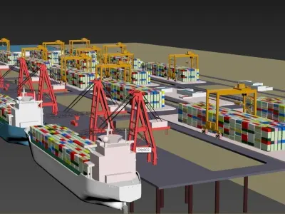 This Is a Low Poly Port Station 3D model