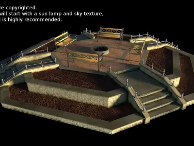 Large Octagon Garden Bed with PBR 3D model