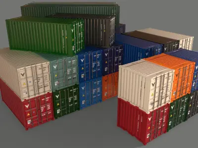 PBR 10 20 40 ft Shipping Cargo Container - Collection Pack 