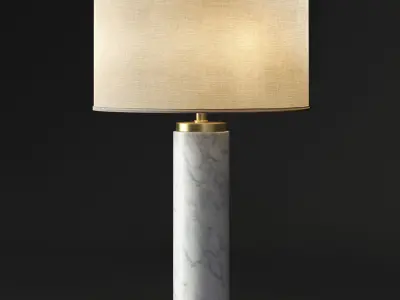 CYLINDRICAL COLUMN MARBLE TABLE LAMP 3D model