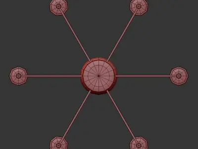 Xavier modern chandelier with clear glass shades and metal frame 3D model