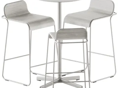 Neu Round Table High by Hay and Flow Aluminium Stool 3D model