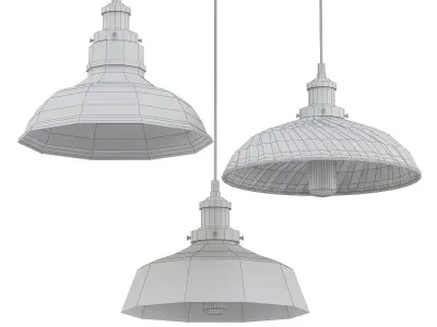 STUDIO three glass and metal pendant lights 3D model