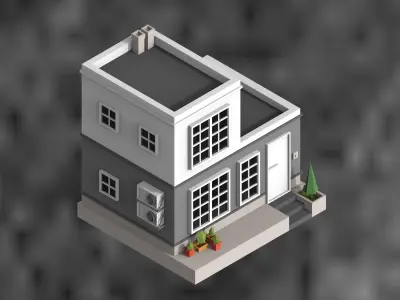 low poly city buildings Low-poly 3D model purchase