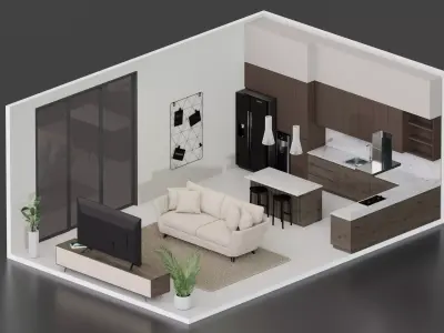 Room interior design 3D model purchase