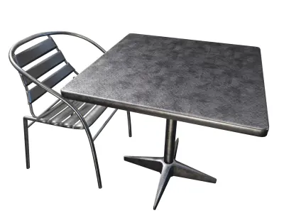 Outdoor Cafe Table and Chair Set 3D model