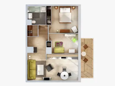  Four 3D Floor Plans 