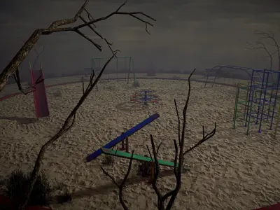 Abandoned Playground Scene Low-poly 3D model