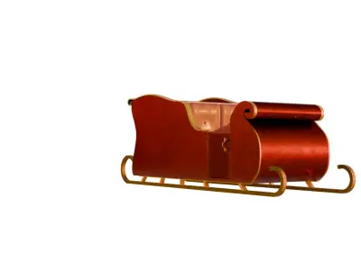 High Poly Traditional Looking Santa Sleigh for Christmas 3D model