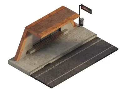 Tram station 3D model